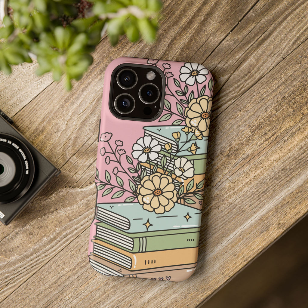 Flowers Bookstack Phone Case — Coffe Book Protective Cover