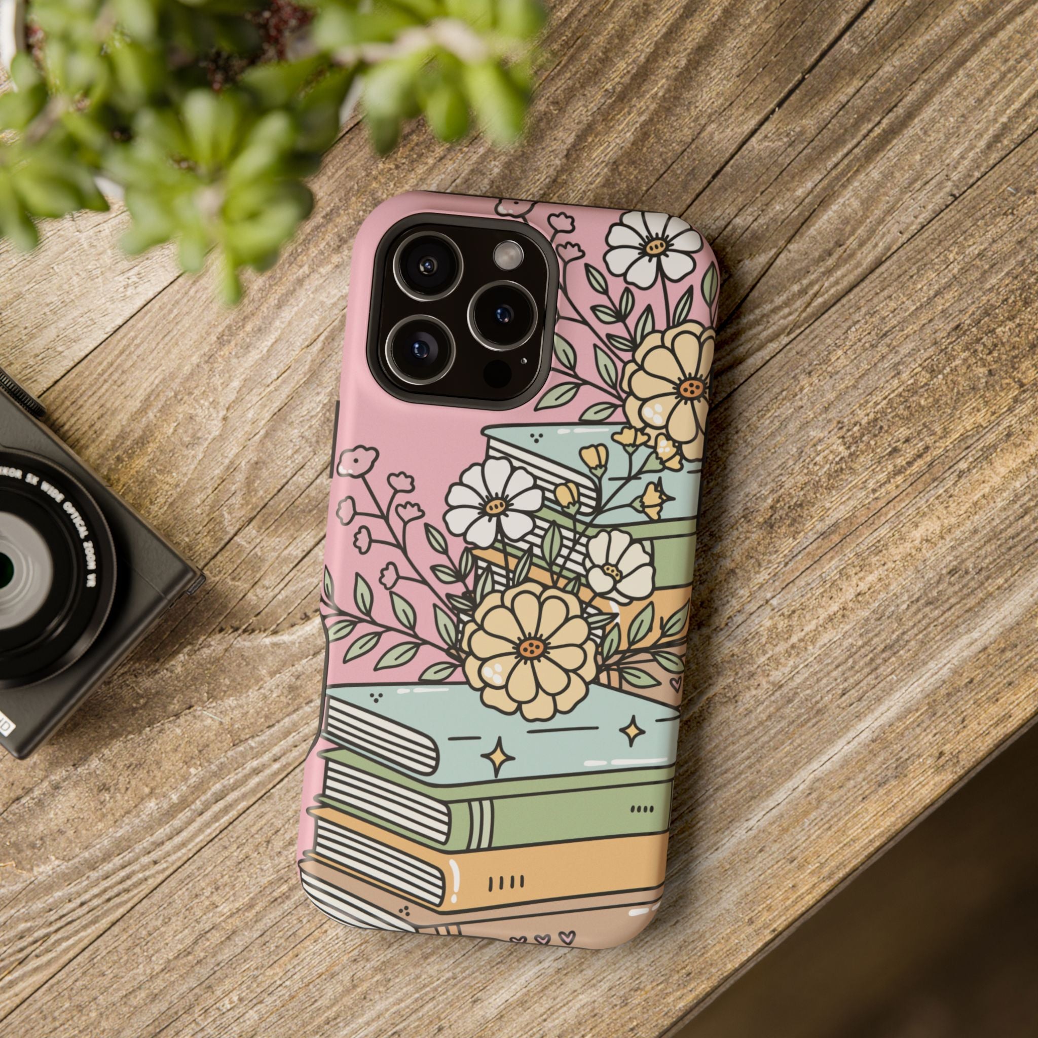 Flowers Bookstack Phone Case — Coffe Book Protective Cover
