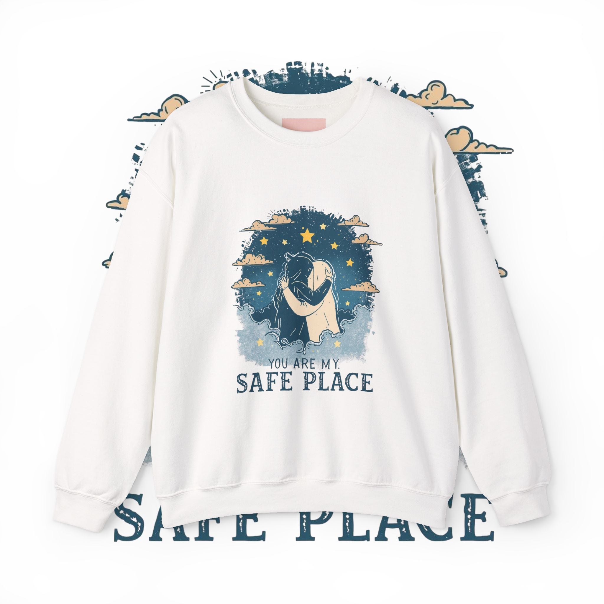 Safe Place Crewneck Sweatshirt — Comforting Hug Graphic