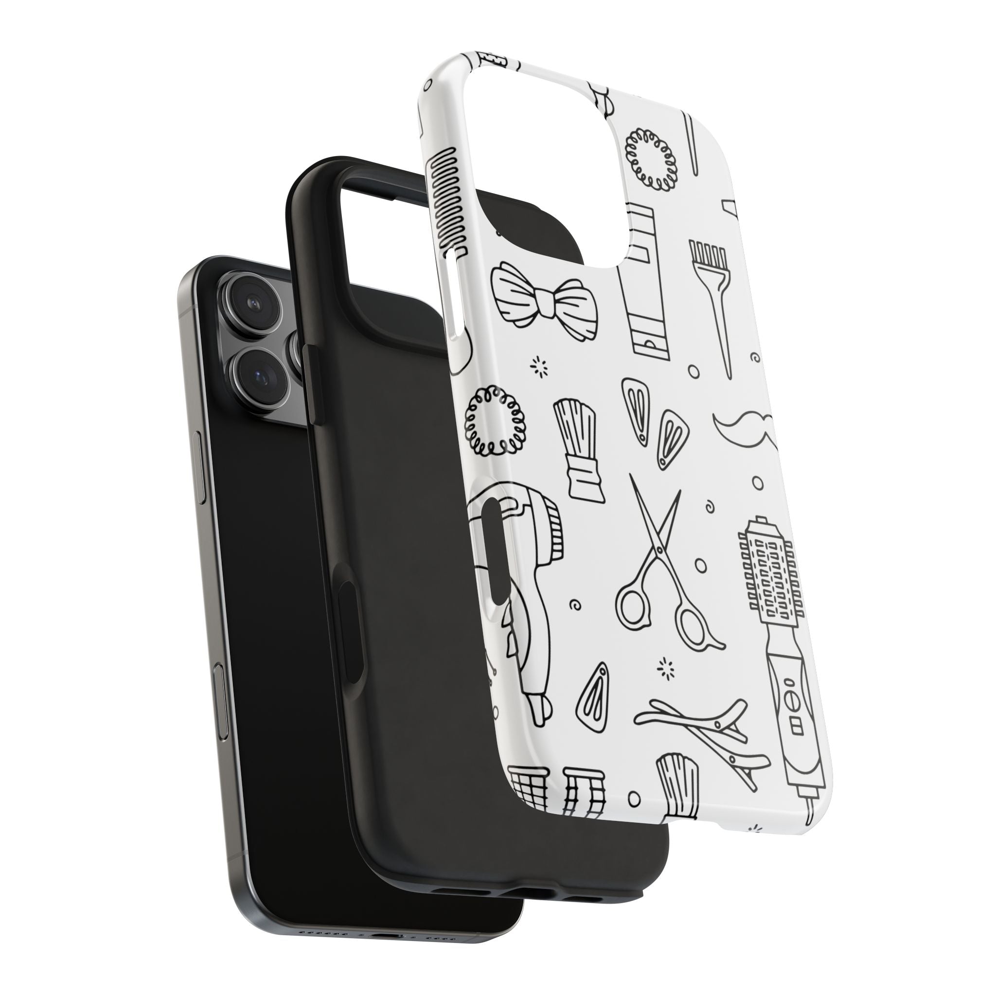 Barber & Stylist Tough Phone Case — Hair Tools Pattern Protective Cover