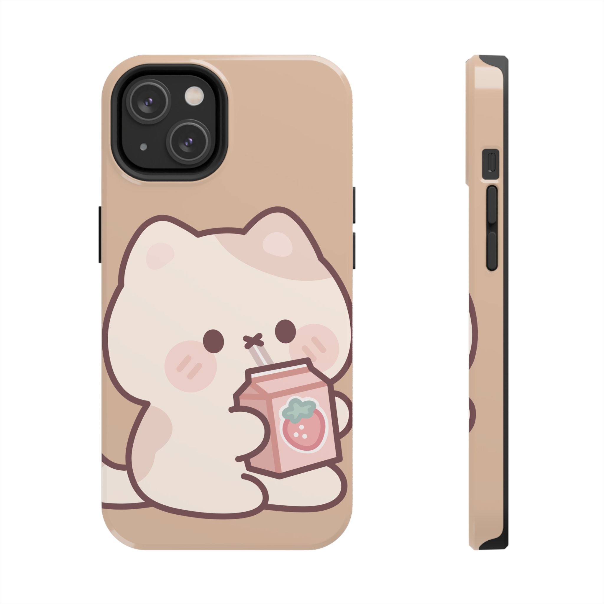 Kawaii Cat with Strawberry Milk Tough Phone Case