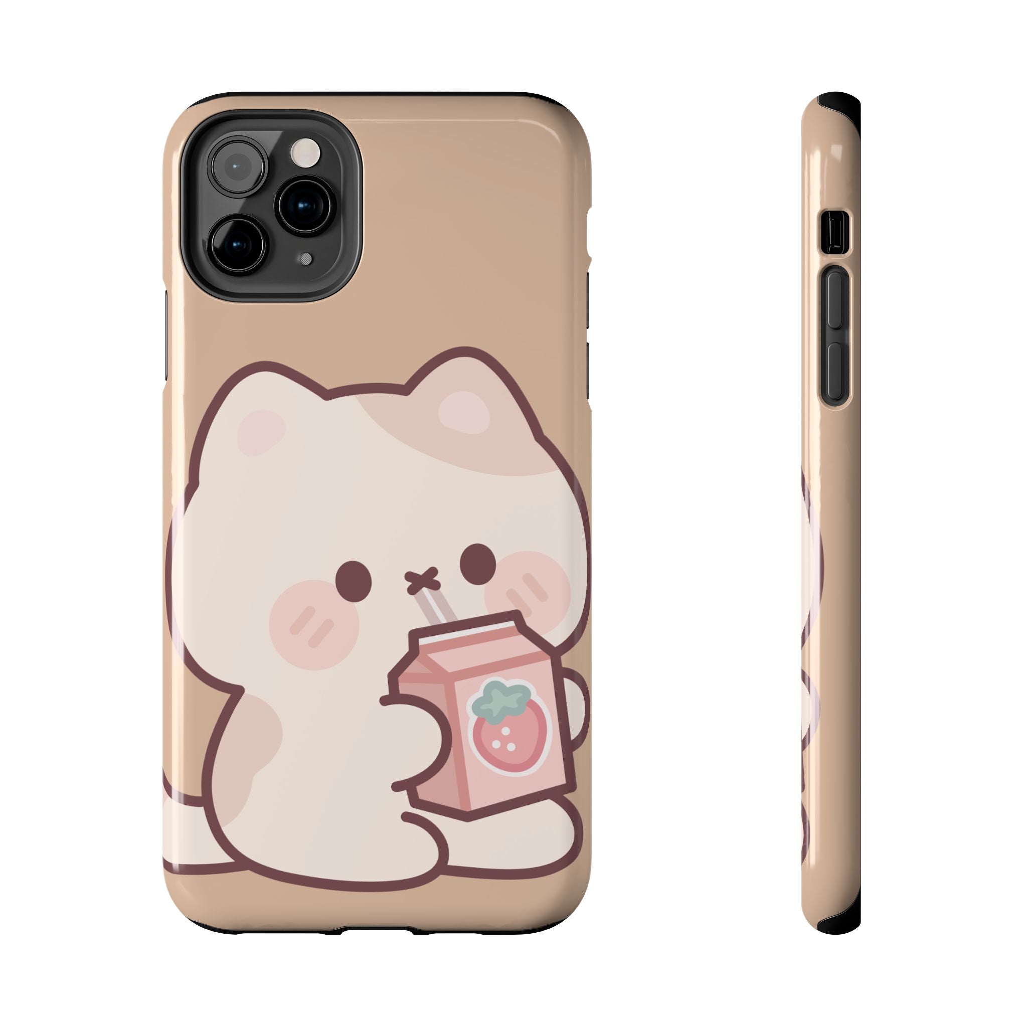 Kawaii Cat with Strawberry Milk Tough Phone Case