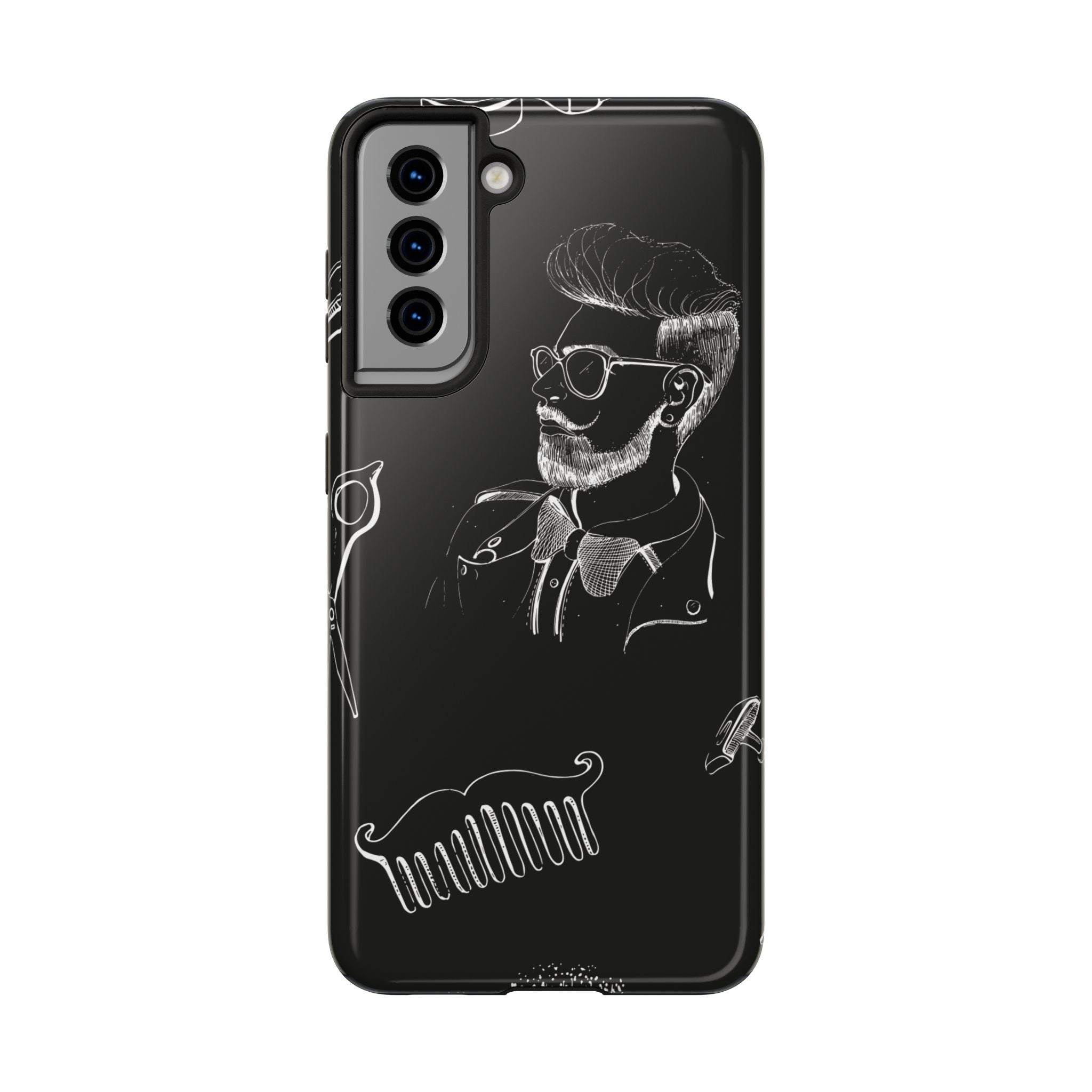 Bearded Barber Sketch Tough Phone Case — Hipster Grooming Design