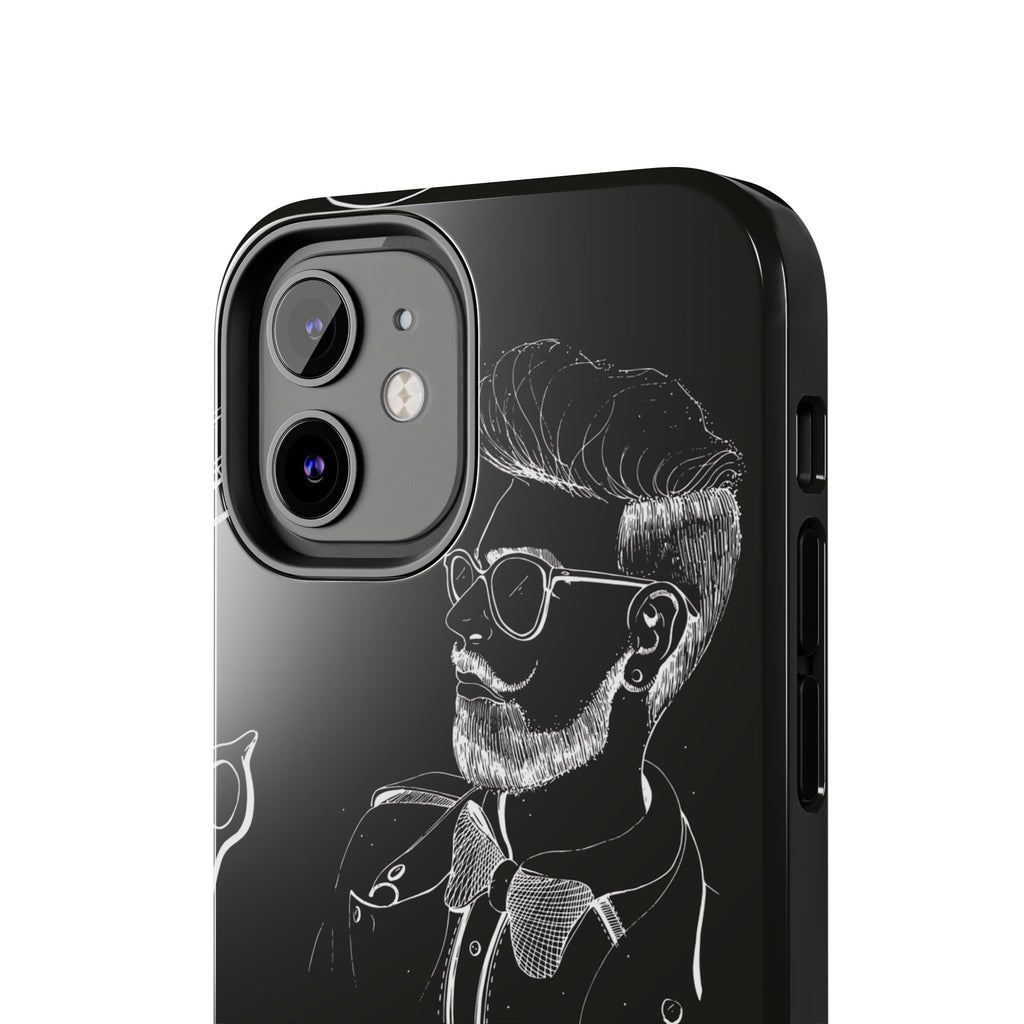 Bearded Barber Sketch Tough Phone Case — Hipster Grooming Design
