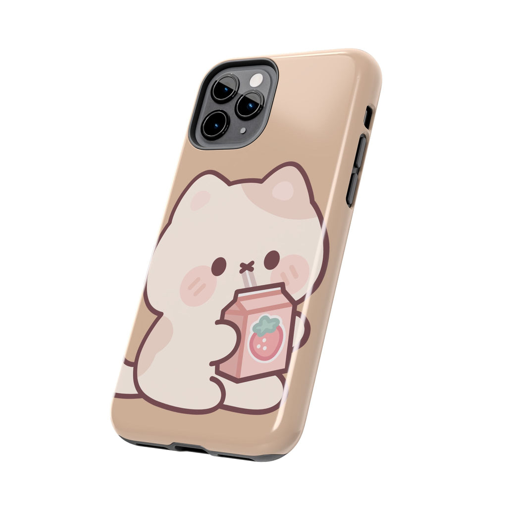 Kawaii Cat with Strawberry Milk Tough Phone Case