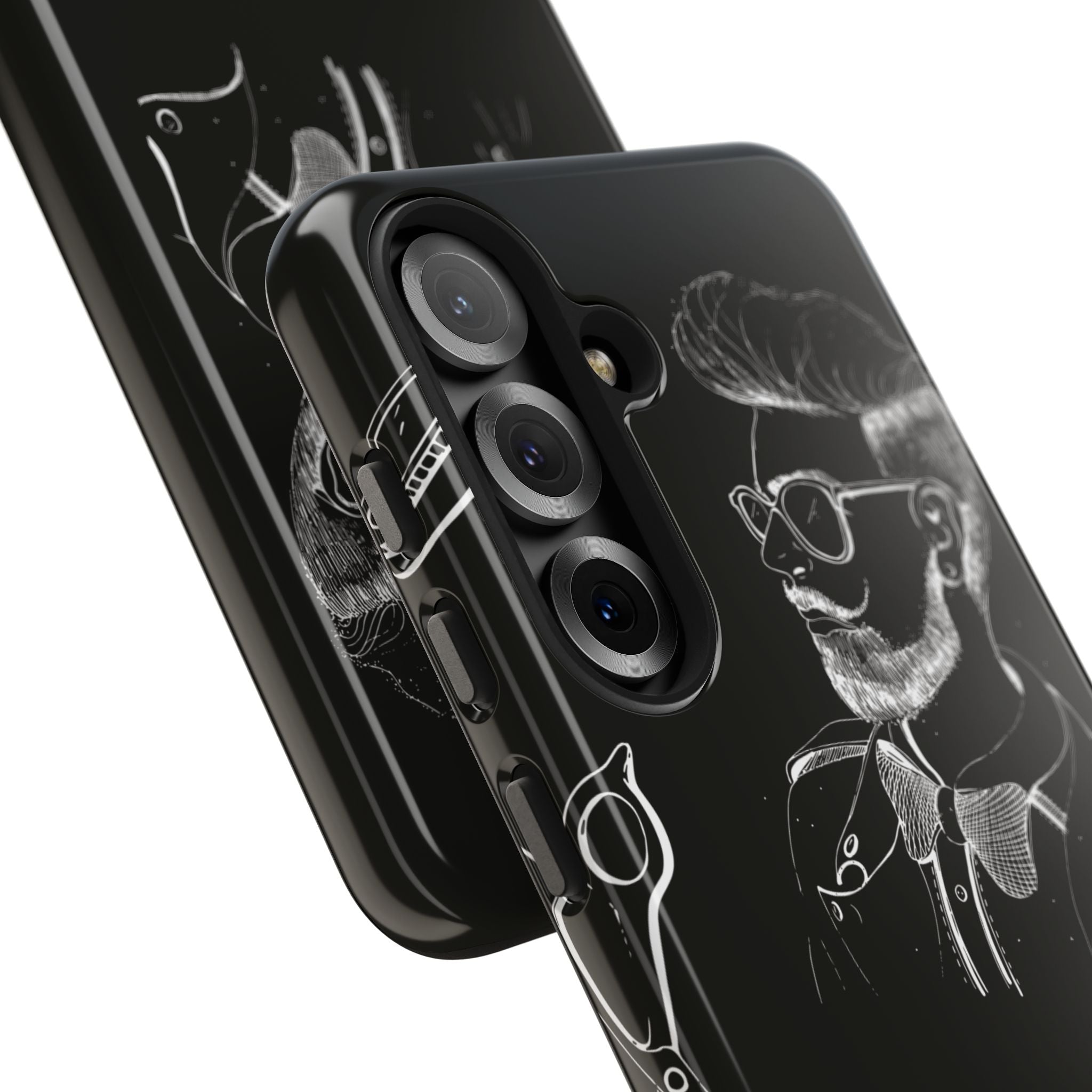 Bearded Barber Sketch Tough Phone Case — Hipster Grooming Design