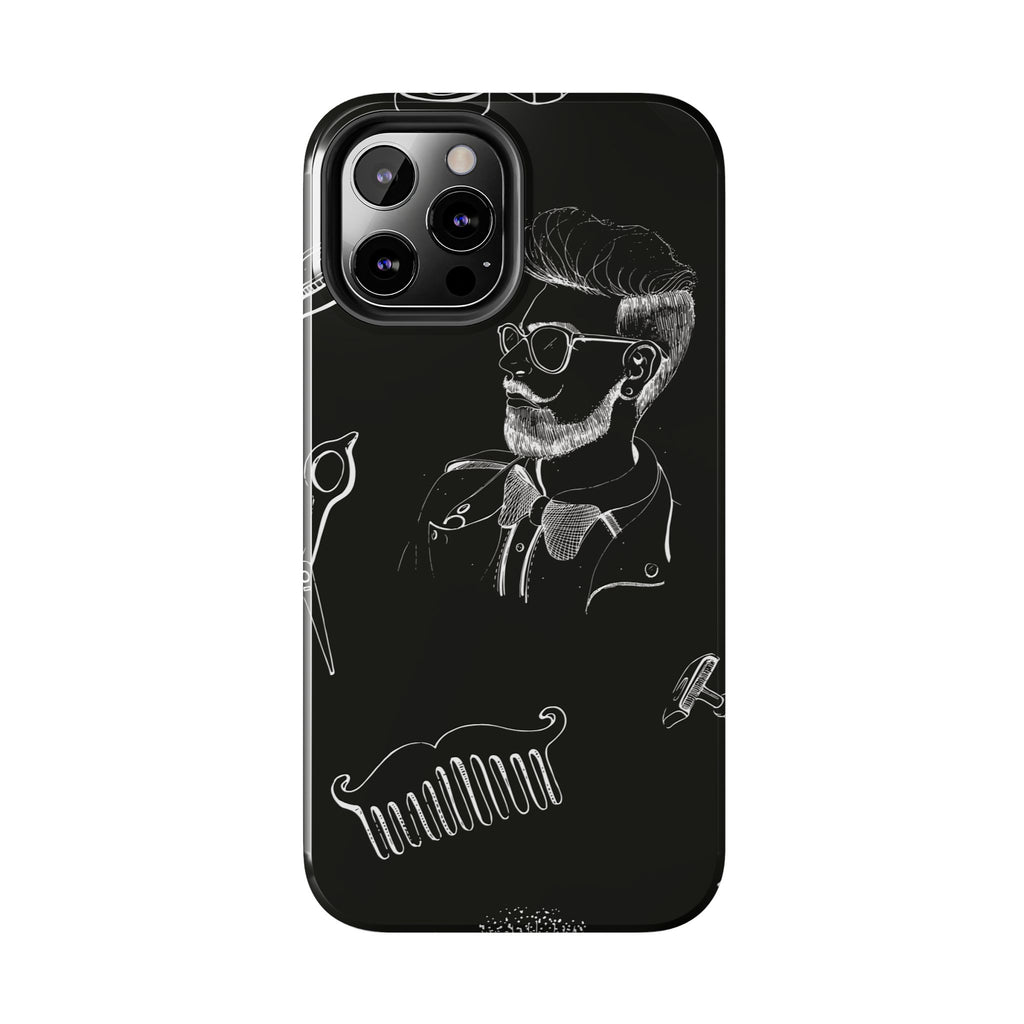 Bearded Barber Sketch Tough Phone Case — Hipster Grooming Design