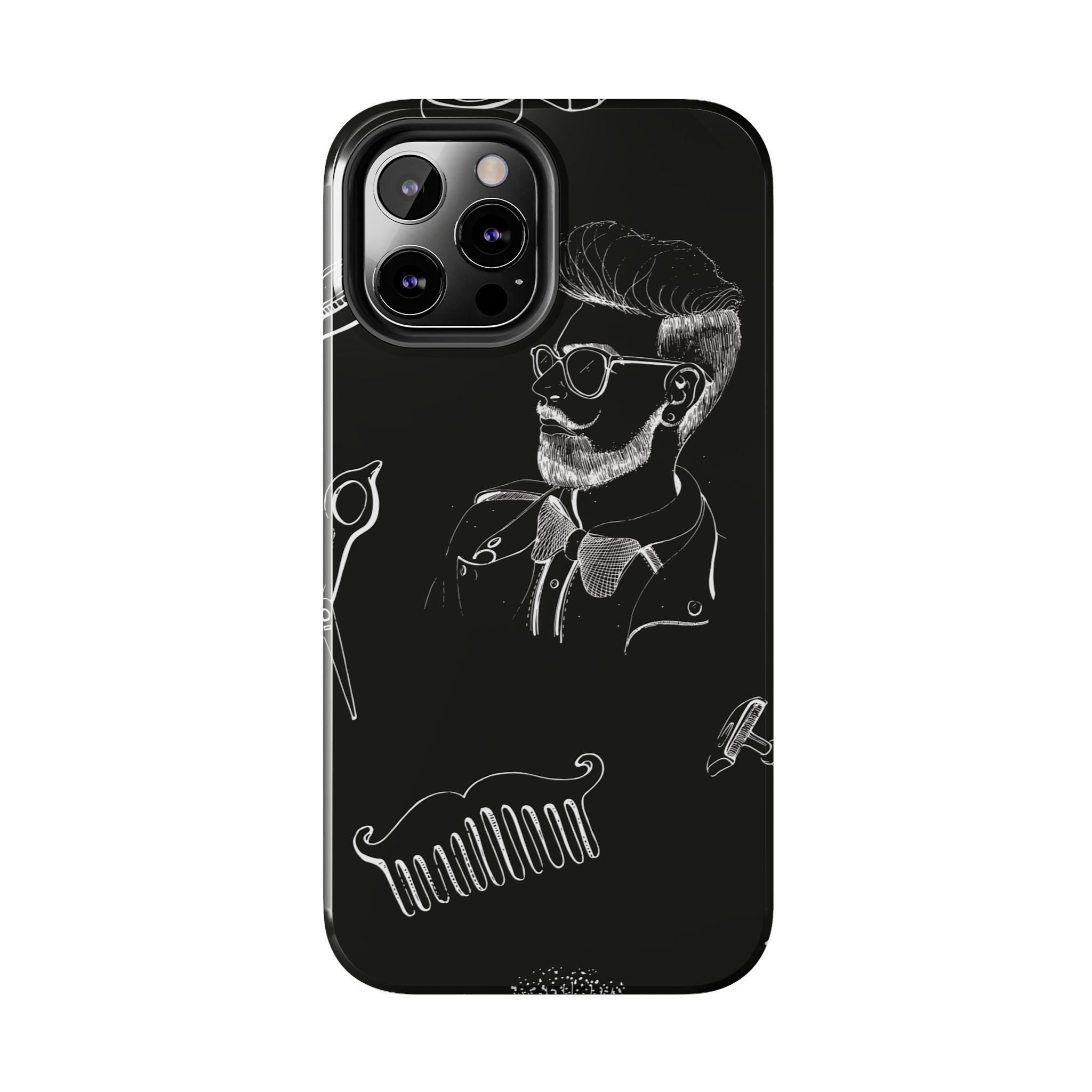 Bearded Barber Sketch Tough Phone Case — Hipster Grooming Design