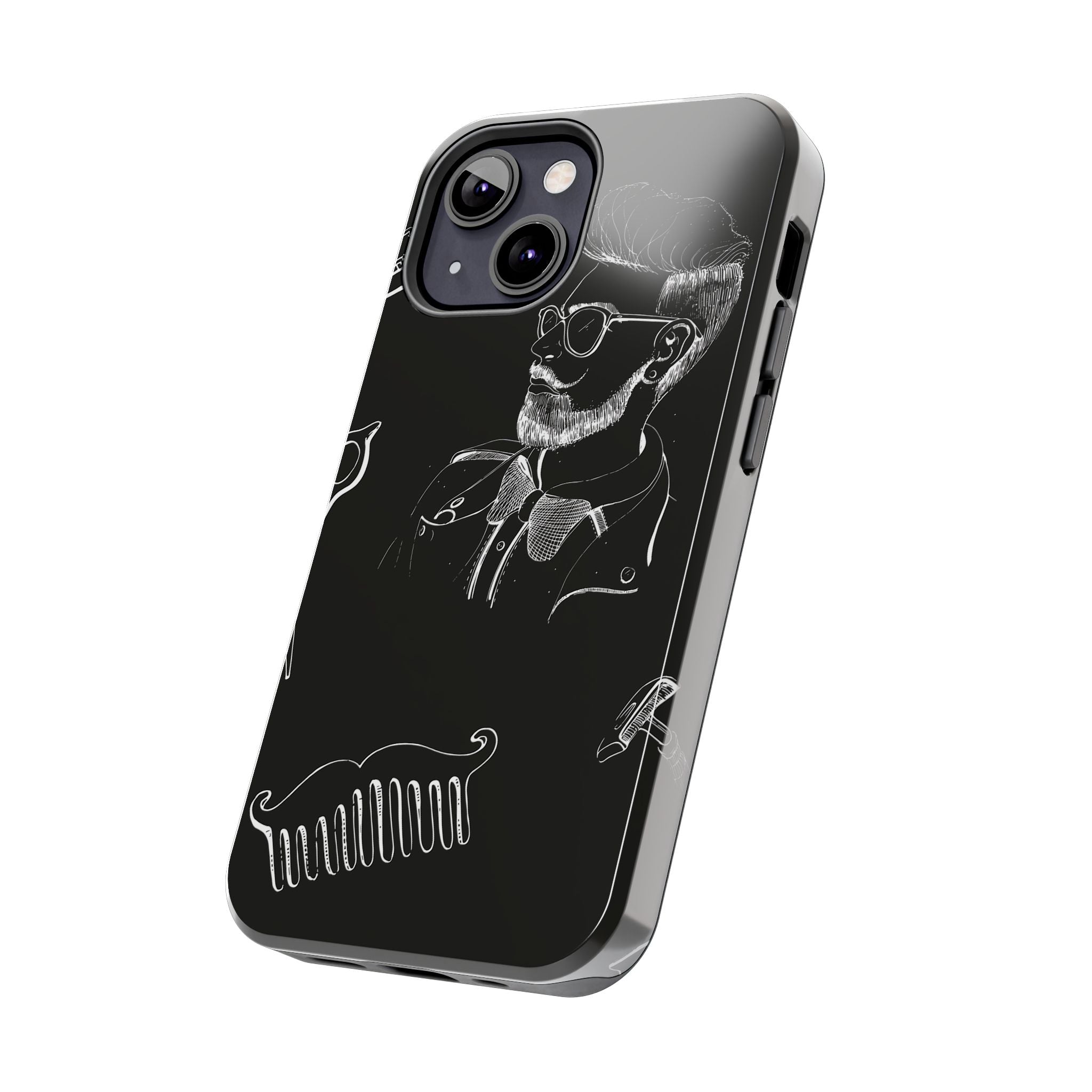 Bearded Barber Sketch Tough Phone Case — Hipster Grooming Design