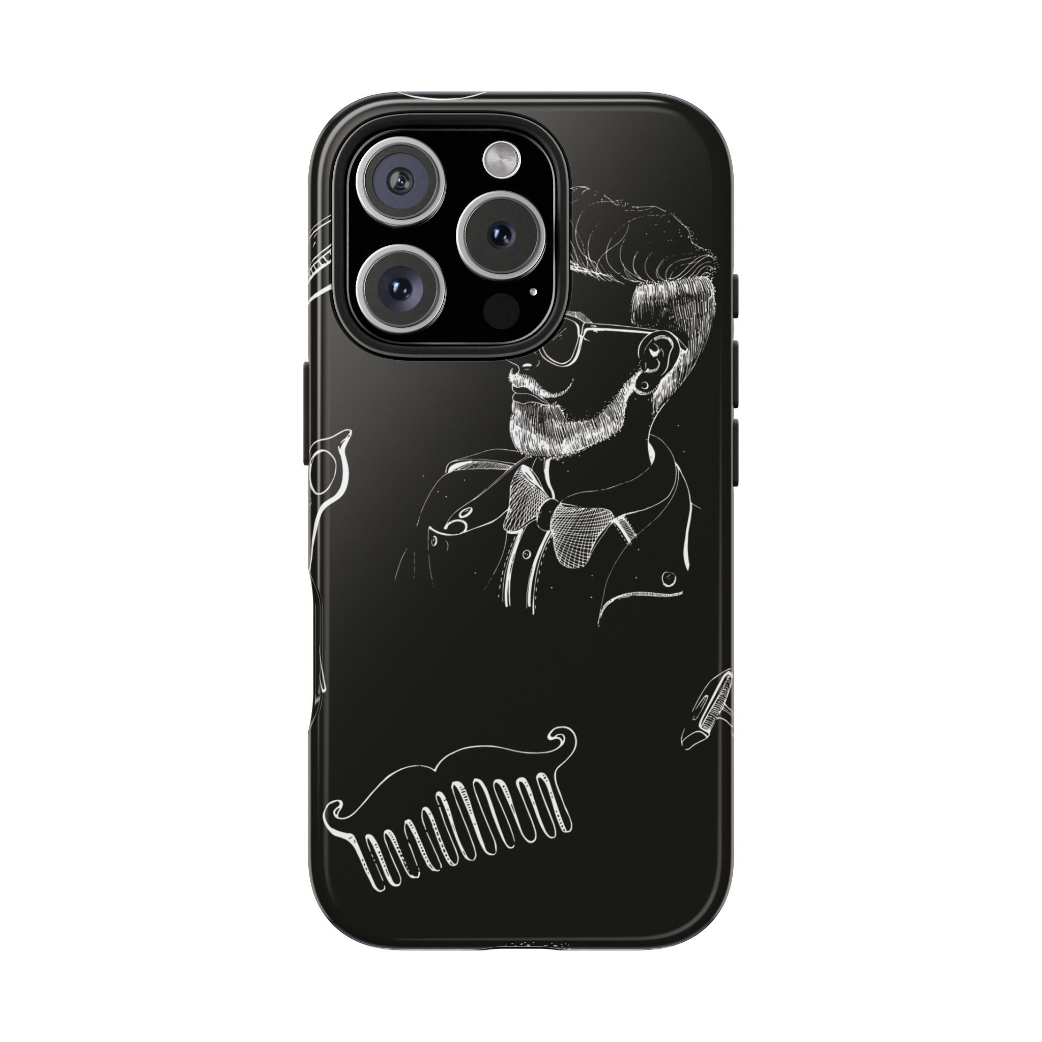 Bearded Barber Sketch Tough Phone Case — Hipster Grooming Design