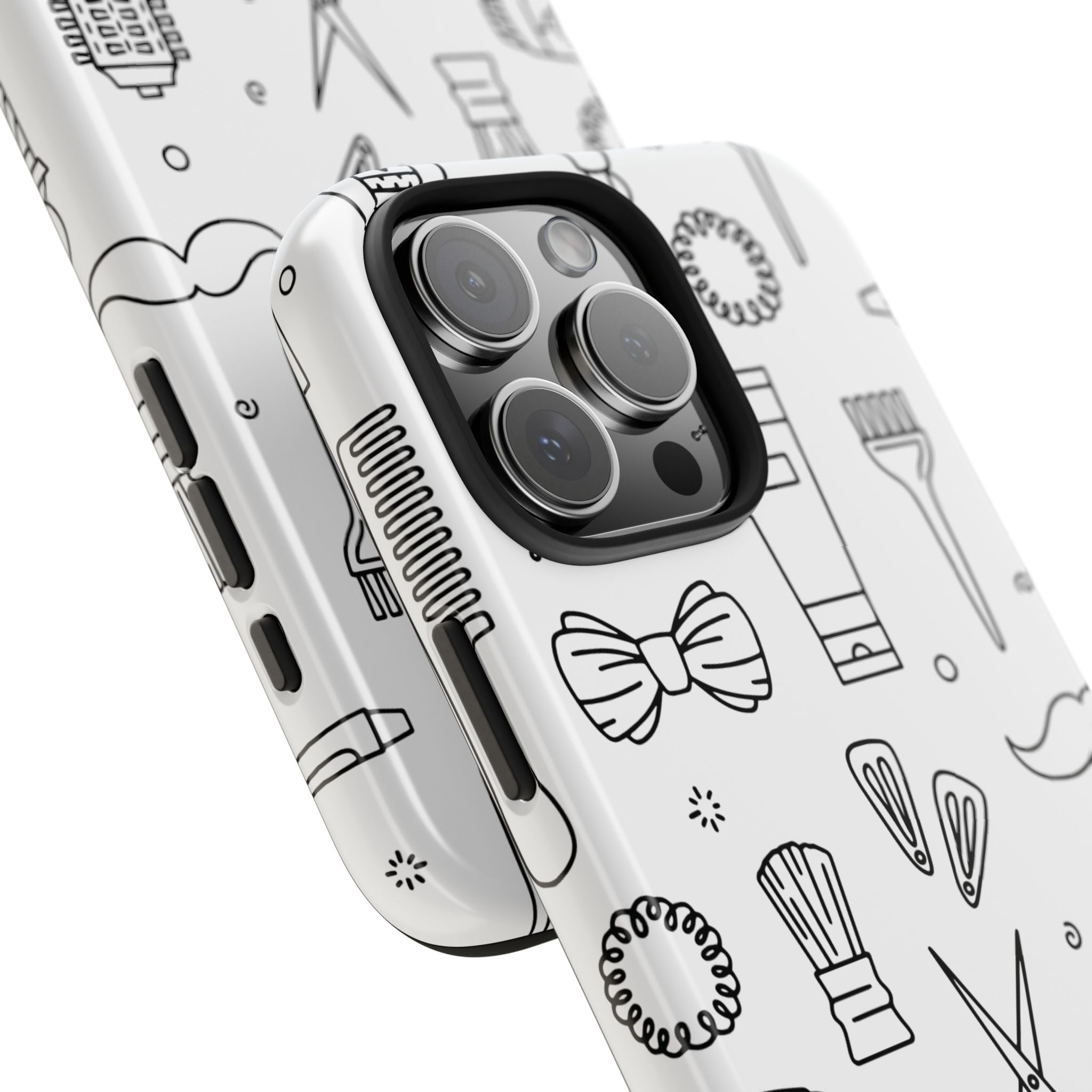 Barber & Stylist Tough Phone Case — Hair Tools Pattern Protective Cover