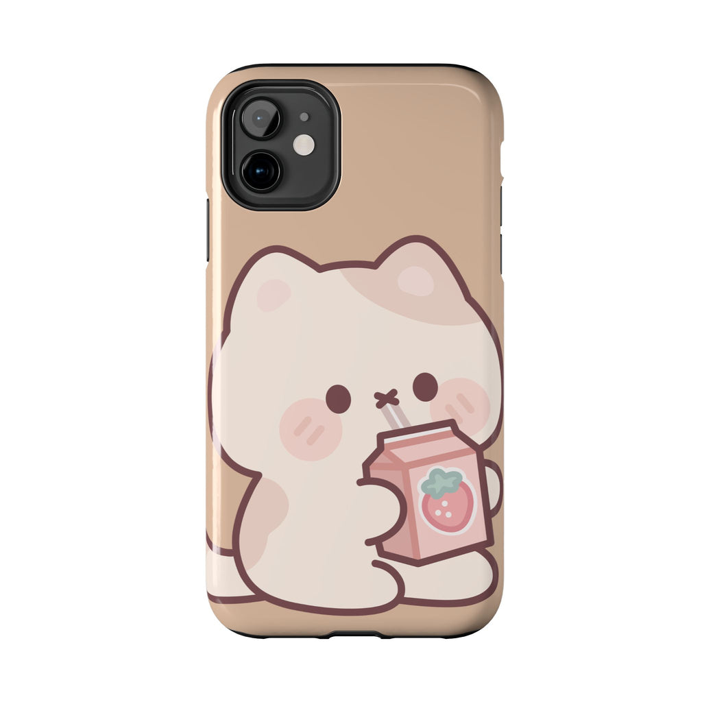Kawaii Cat with Strawberry Milk Tough Phone Case