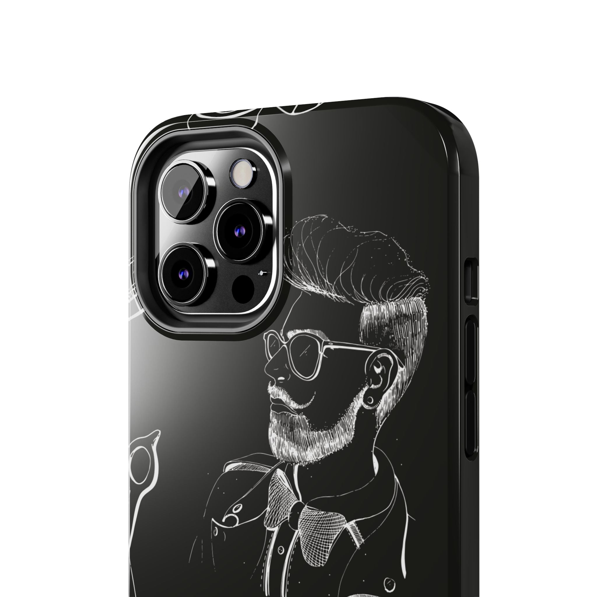 Bearded Barber Sketch Tough Phone Case — Hipster Grooming Design