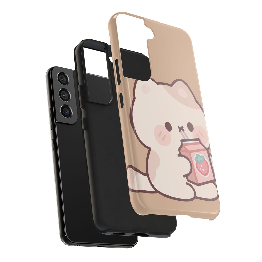 Kawaii Cat with Strawberry Milk Tough Phone Case
