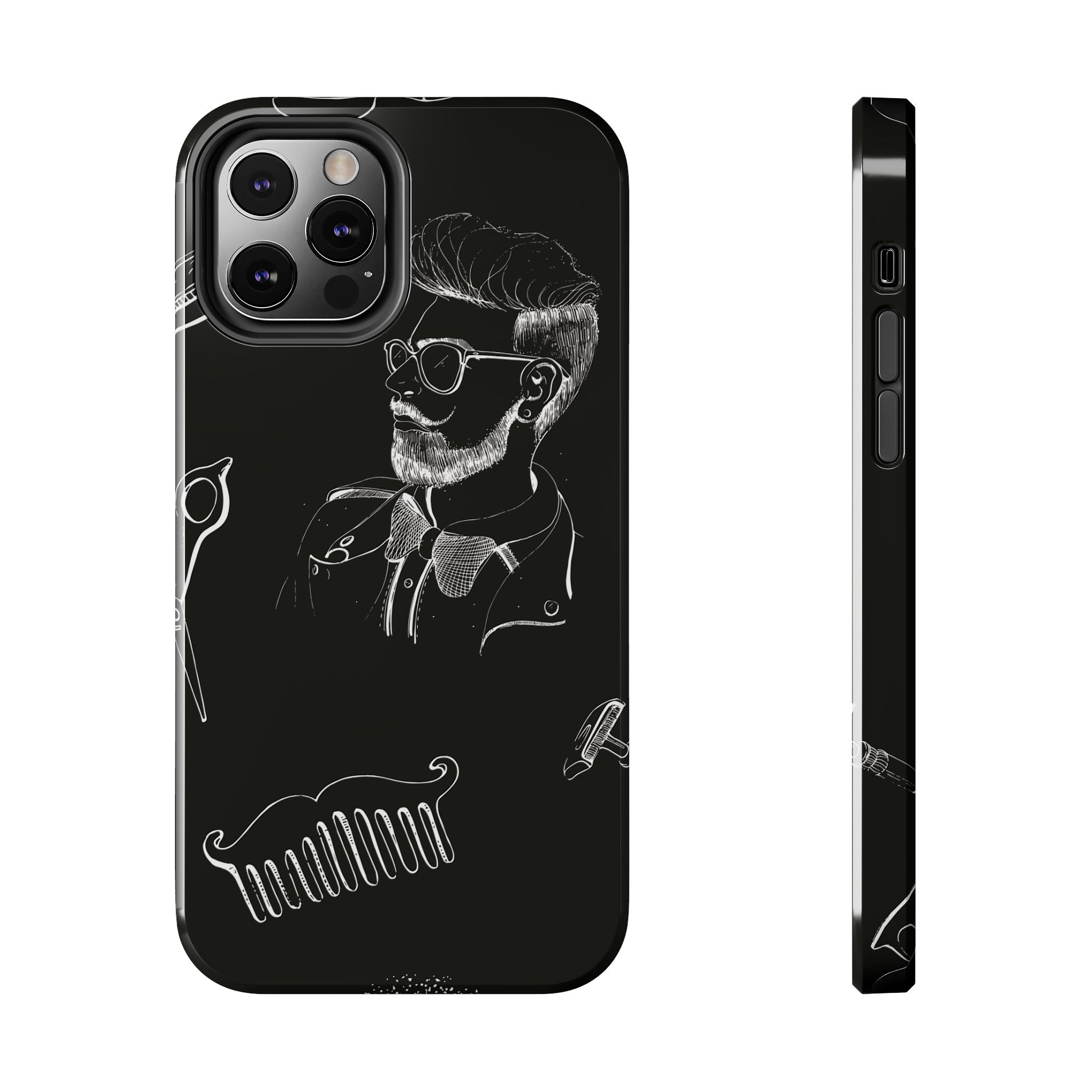 Bearded Barber Sketch Tough Phone Case — Hipster Grooming Design