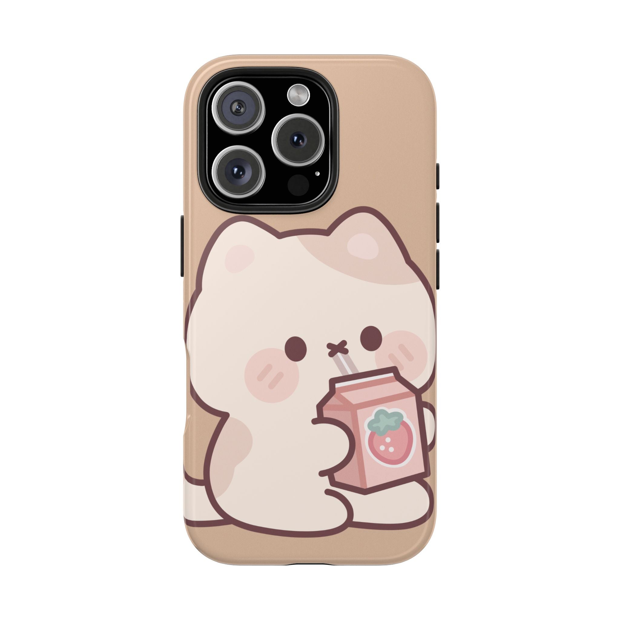 Kawaii Cat with Strawberry Milk Tough Phone Case