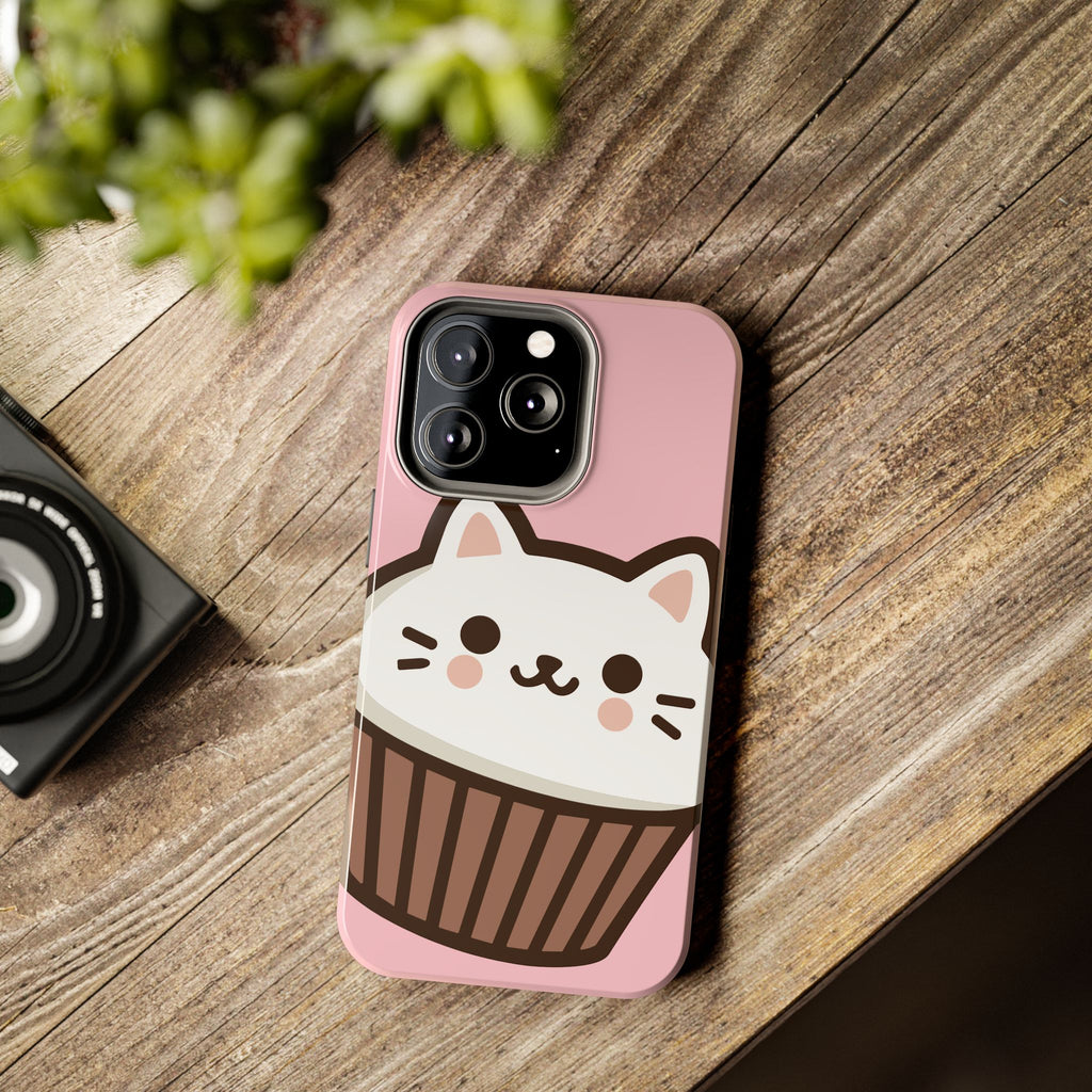 Cute Cat Cupcake Tough Phone Case — Pink Kawaii Protective Phone Cover