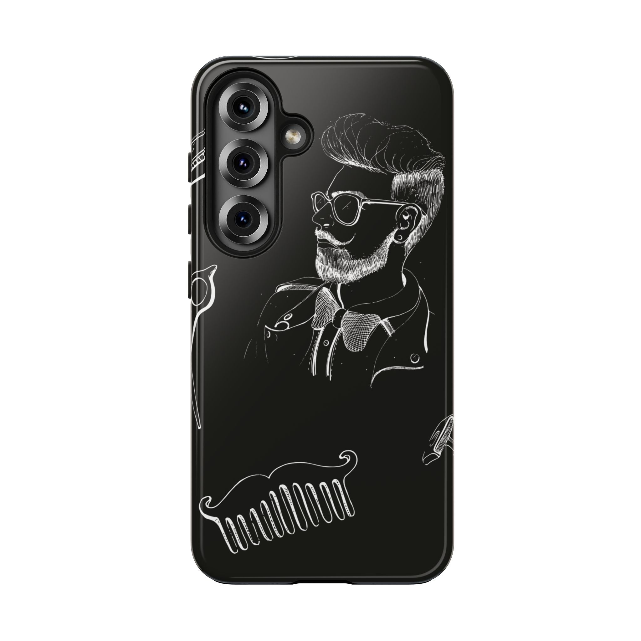 Bearded Barber Sketch Tough Phone Case — Hipster Grooming Design