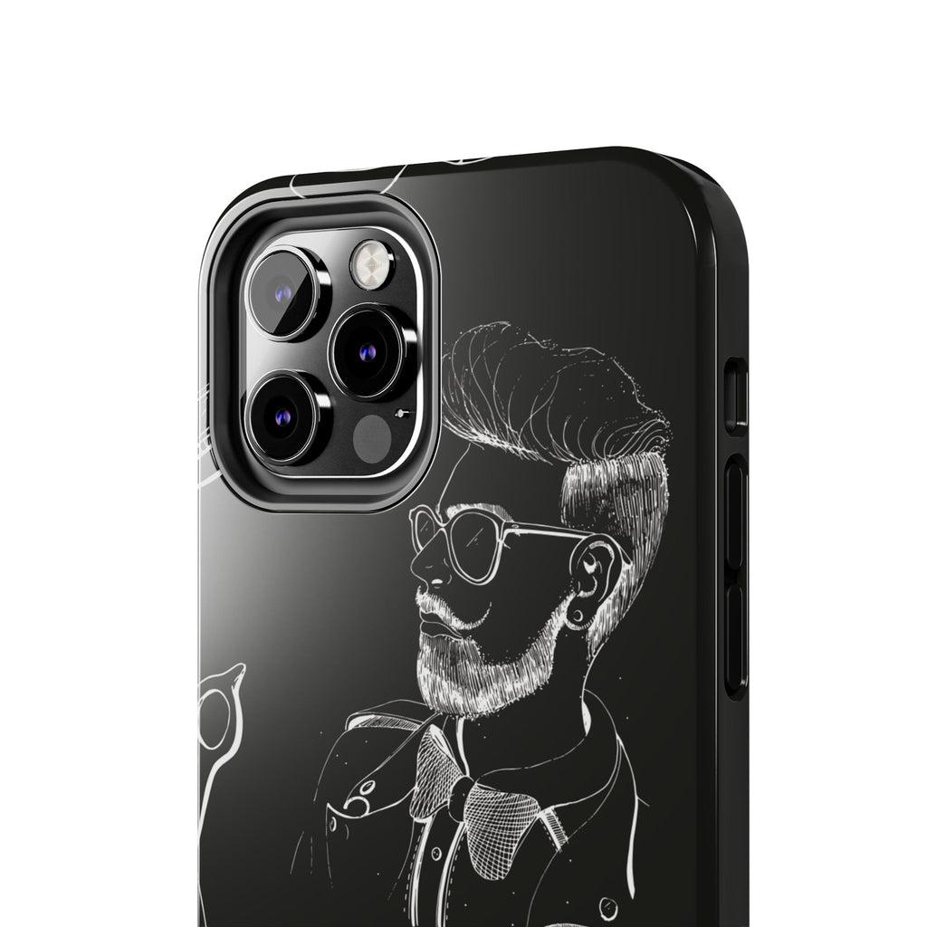 Bearded Barber Sketch Tough Phone Case — Hipster Grooming Design