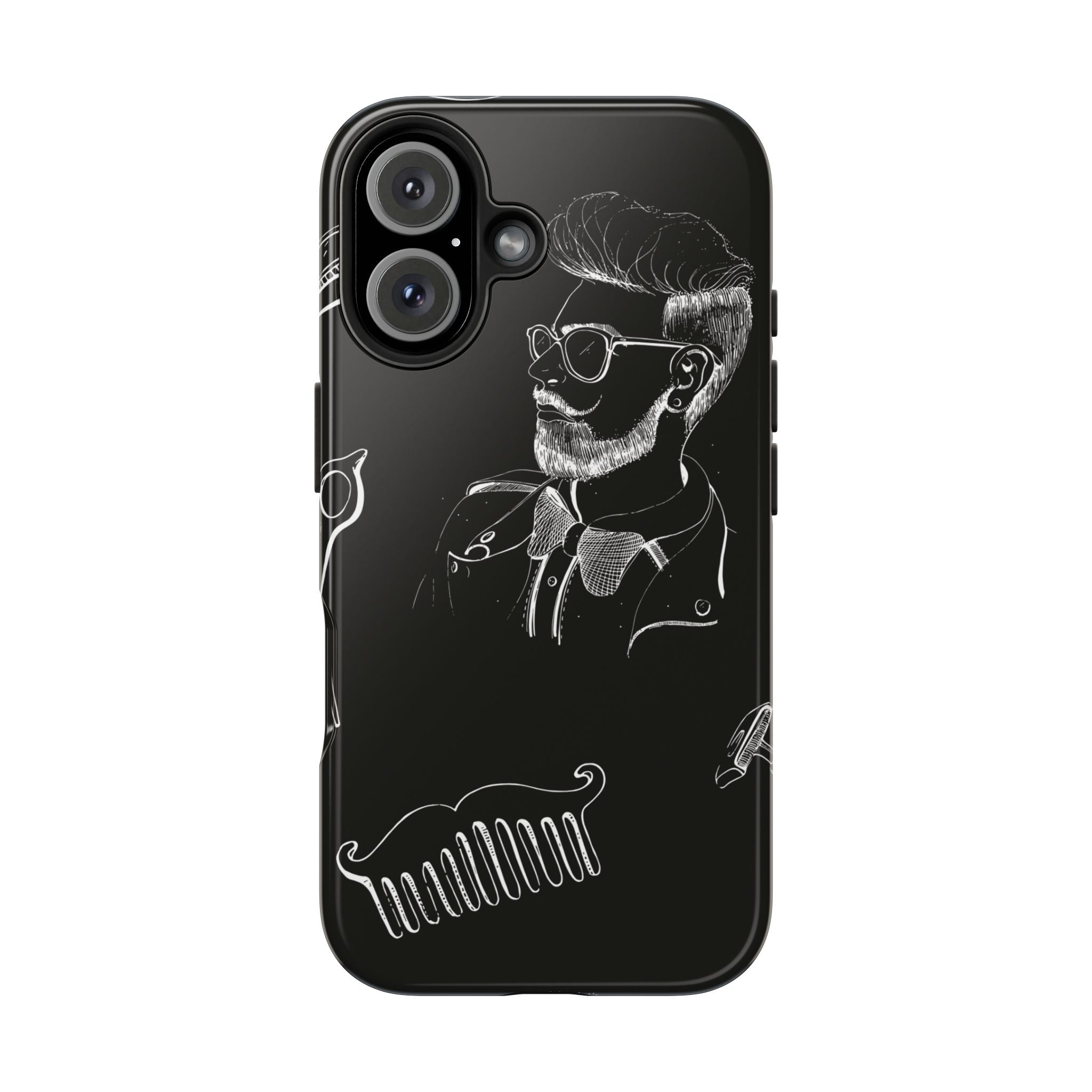 Bearded Barber Sketch Tough Phone Case — Hipster Grooming Design
