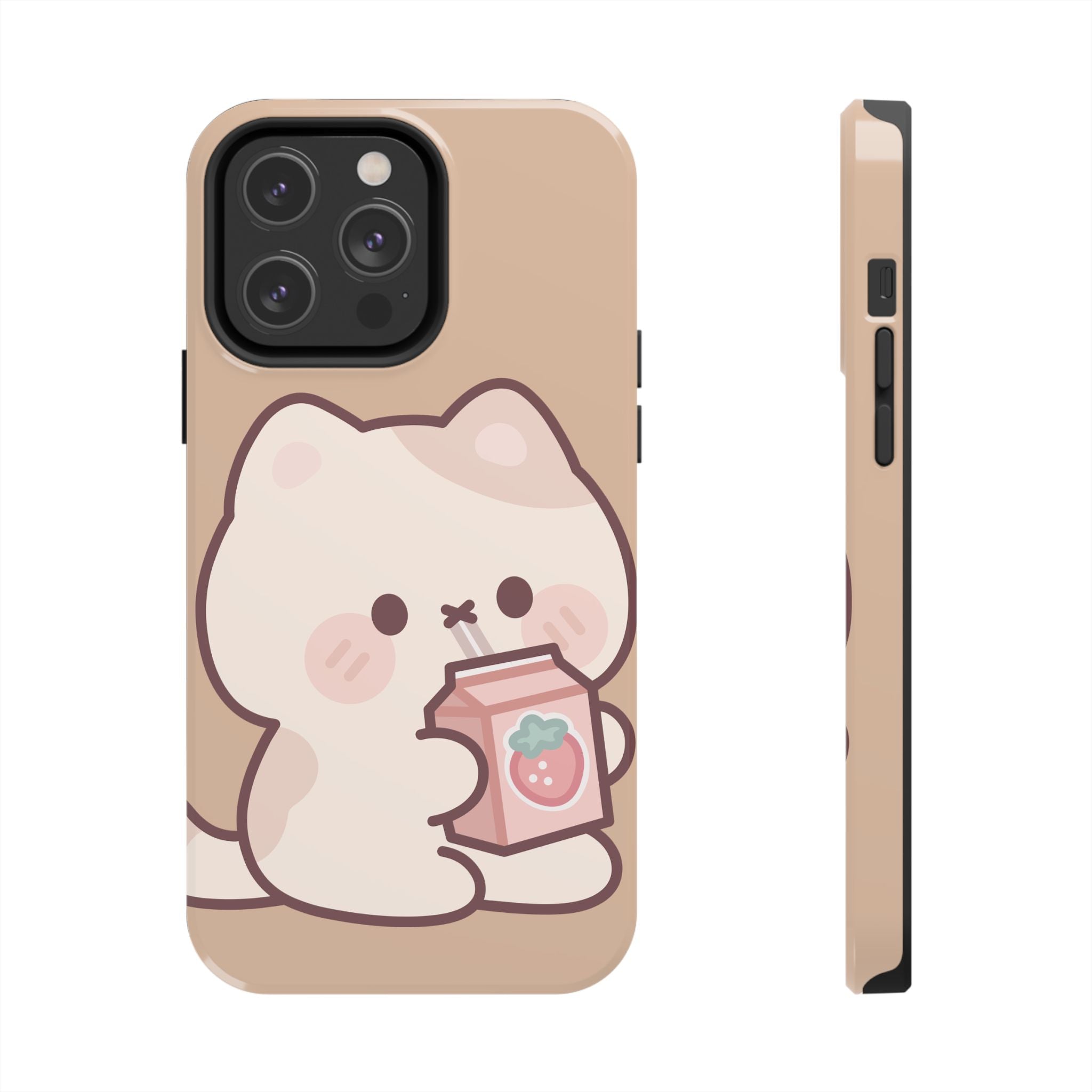 Kawaii Cat with Strawberry Milk Tough Phone Case
