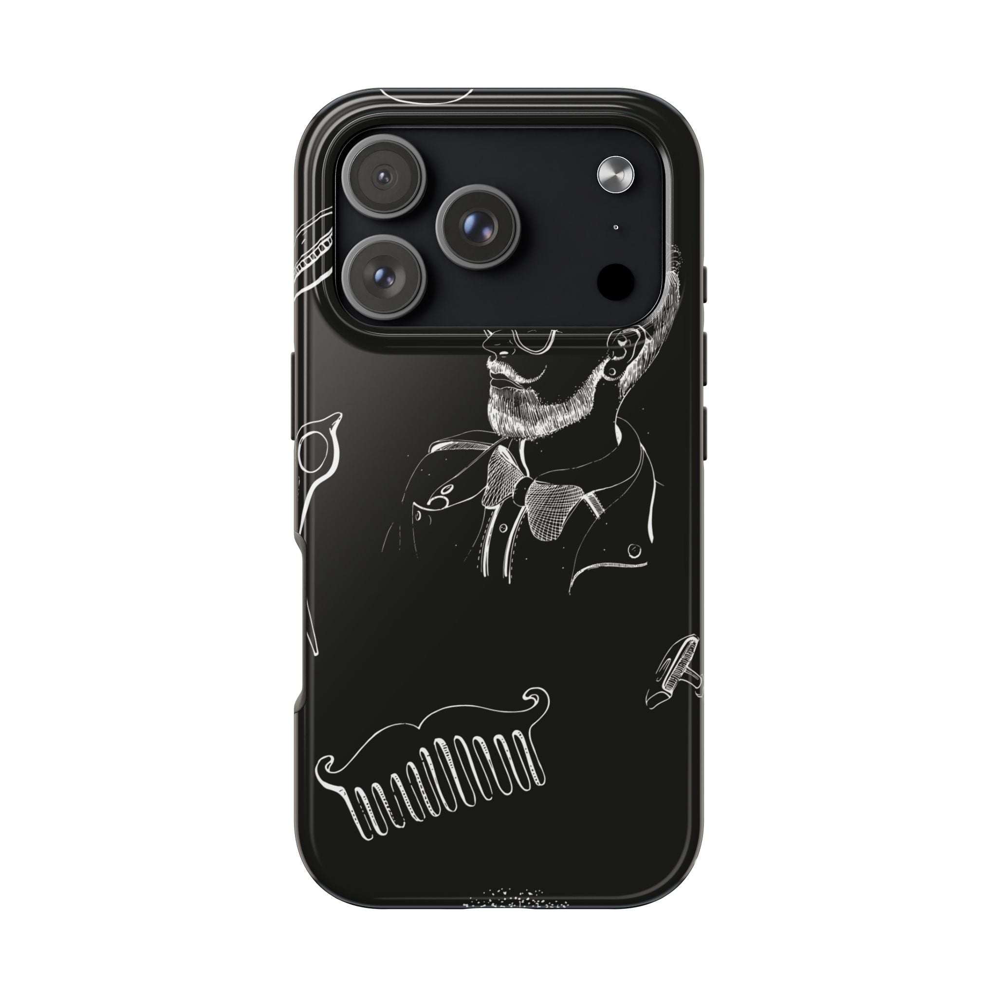 Bearded Barber Sketch Tough Phone Case — Hipster Grooming Design